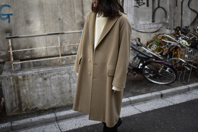 Style Look -AURALEE Cashmere Wool Mosser Chesterfield Coat 