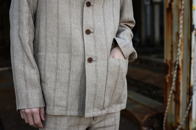 AURALEE -Linen Wool Silk Shark Skin Stripe Item- | twelve blog