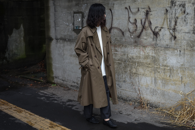 オーラリー finx chambray big trench coat-