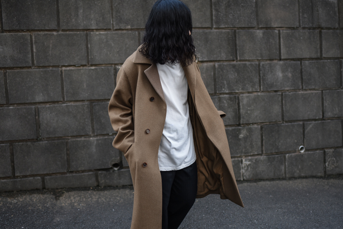 WOOL SILK MELTON SOUTIEN COLLAR COAT