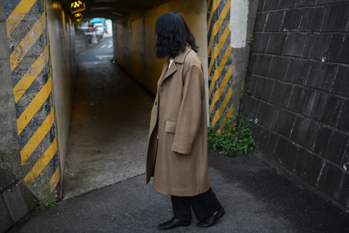 WOOL SILK MELTON SOUTIEN COLLAR COAT