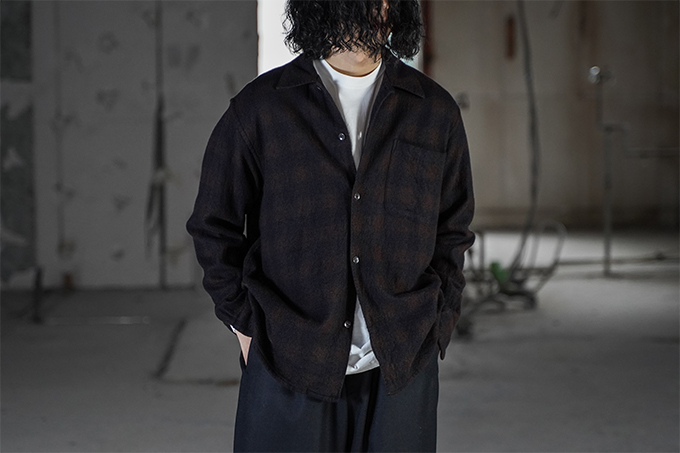 COMOLI -Wool Check Shirt & Nylon Short JKT & L/W Balcollar Coat