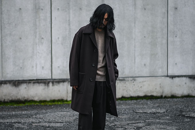 AURALEE -Soutien Collar Coat, Cashmere Knit, Flannel Slacks