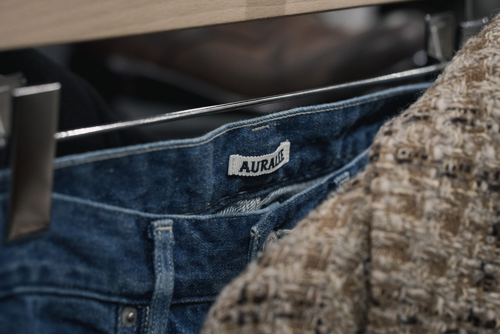 AURALEE -Homespun Tweed Shirts Blouson, Light Denim Pants 