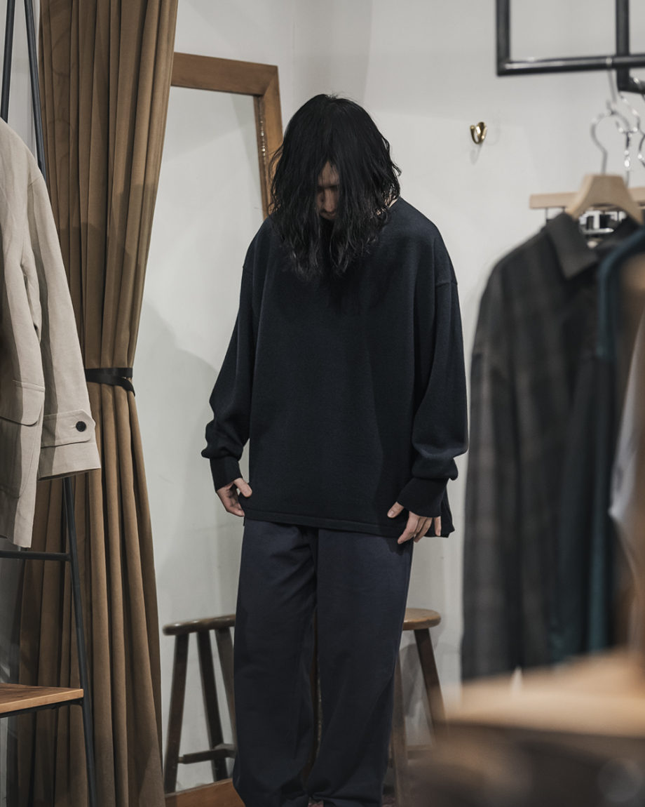 comoli 23ss ウール和紙 コモリニット NAVY - evc.co.il