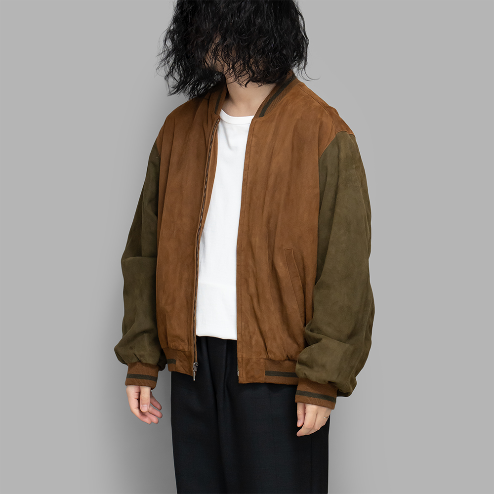 USED / Nubuck Leather Stadium Jacket