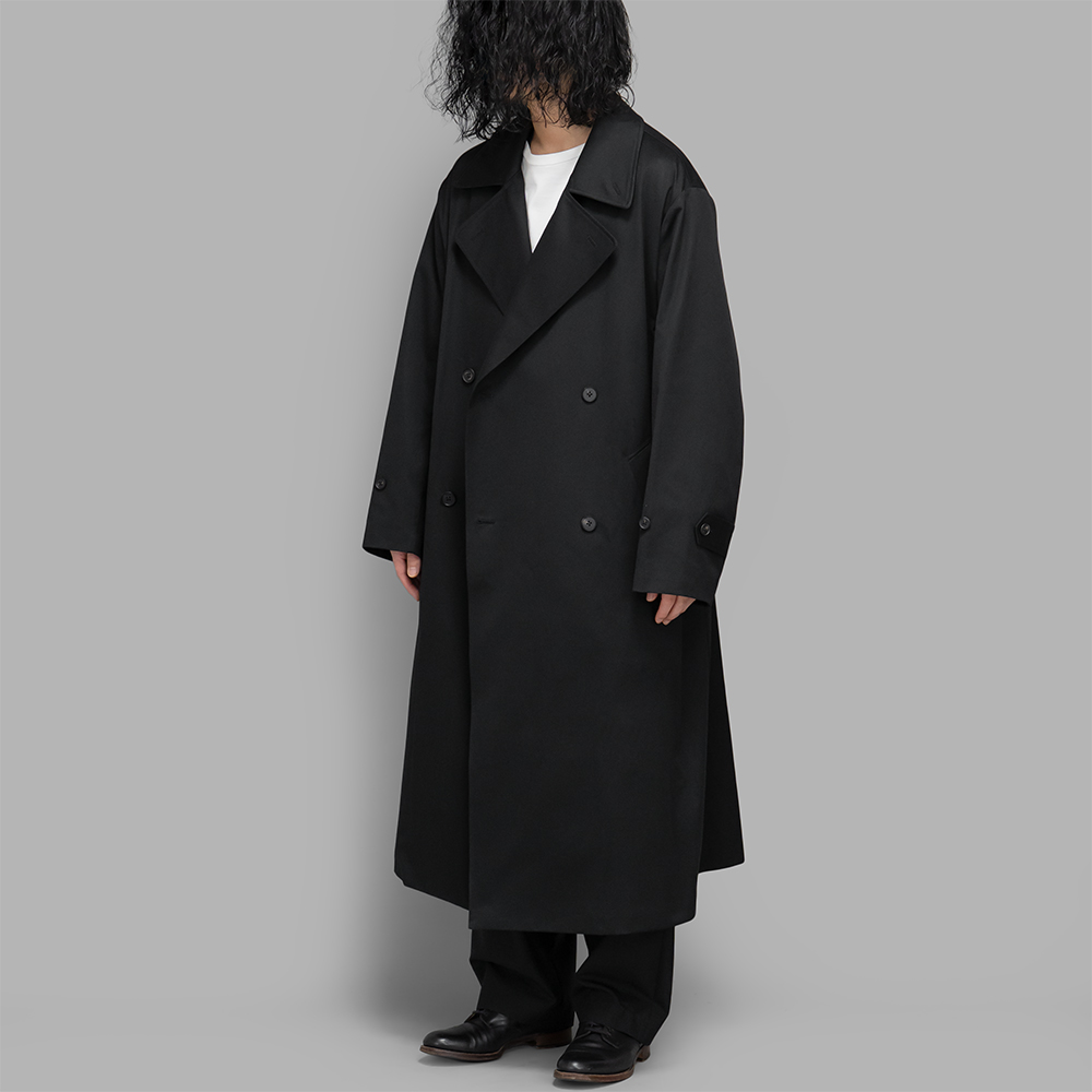 ssstein / Cotton Satin Oversized Double Breasted Coat
