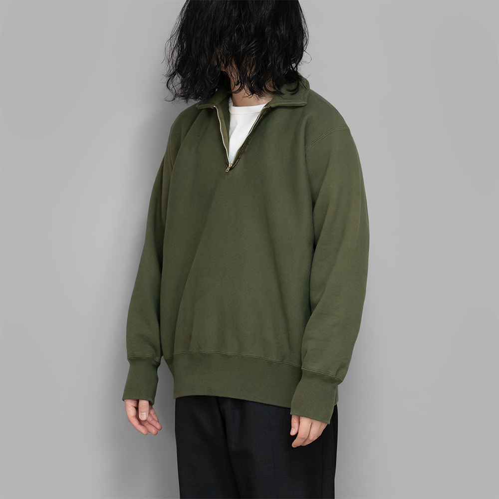 A.PRESSE / Vintage Half Zip Sweat Shirt (Olive)