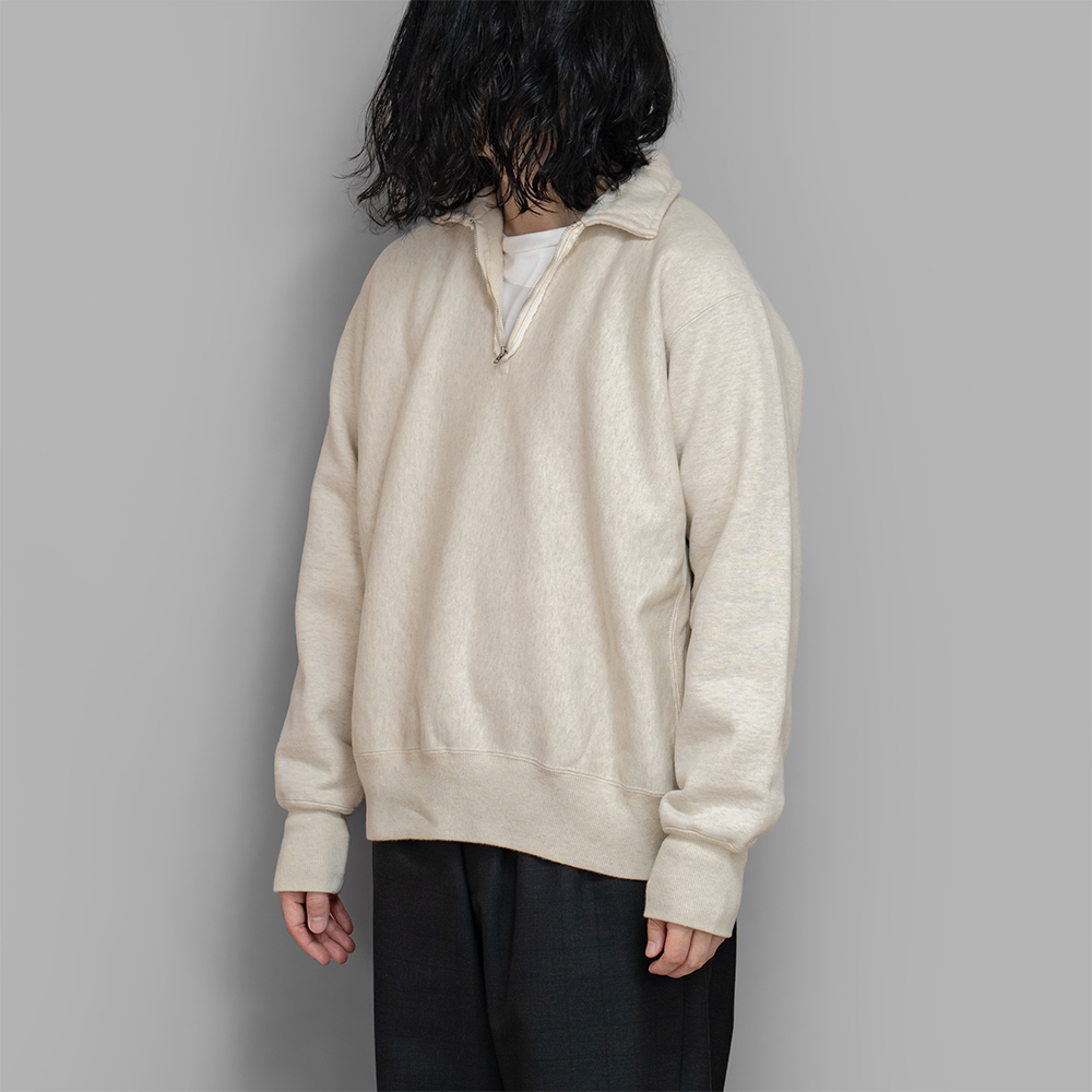 A.PRESSE / Vintage Half Zip Sweat Shirt (Oatmeal)