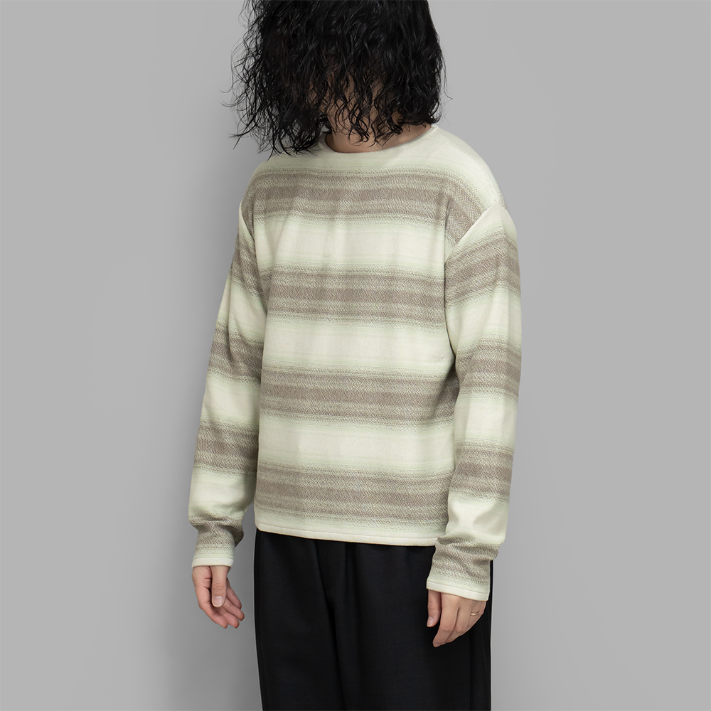 AURALEE / Cotton Silk Gradient Stripe Knit Boat Neck P/O