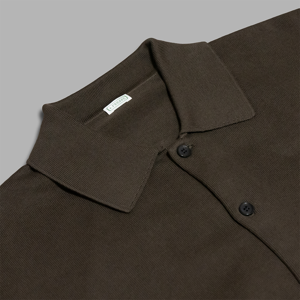 A.PRESSE / Cotton Knit Polo Collar Cardigan (Olive) | twelve A.PRESSE / Cotton Knit Polo Collar Cardigan (Olive) | twelve