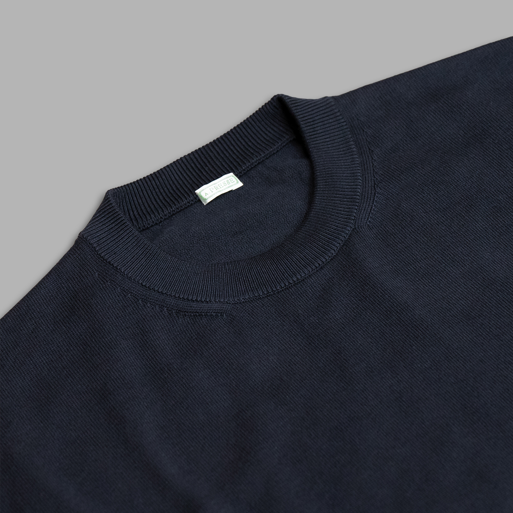 A.PRESSE / Cotton Knit L/S T-Shirt (Navy) | twelve