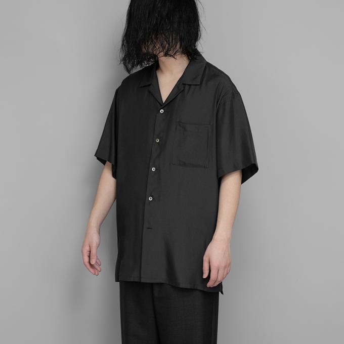 stein / Oversized Cupro Open Collar SS Shirt (Black)
