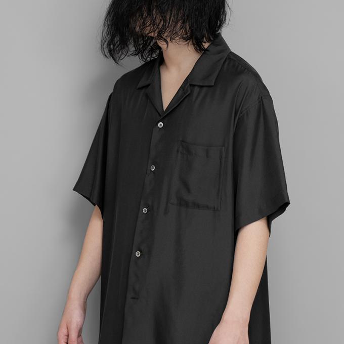 stein / Oversized Cupro Open Collar SS Shirt (Black) | twelve