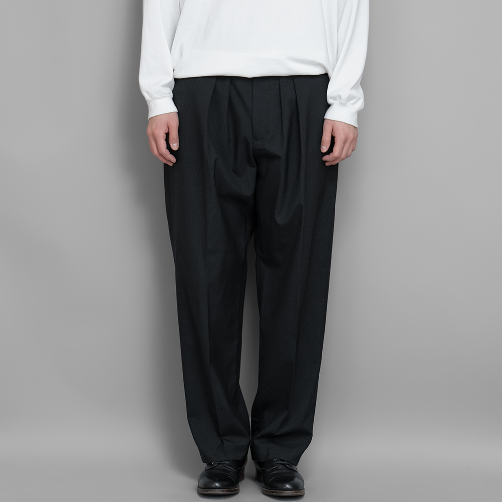 FARAH / Two Tuck Wide Tapered Pants (Tropical Wool-Charcoal)