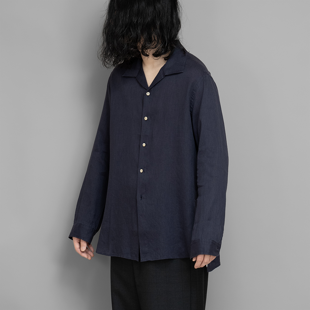 Aquellos Ojos Verdes / Classic Open Collar Shirt (Navy) | twelve