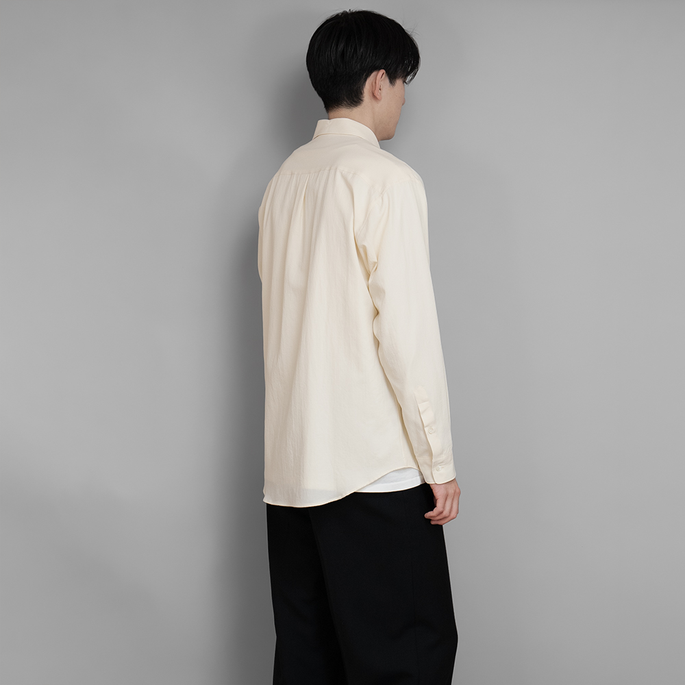 AURALEE / Hard Twist Cotton Silk Viyella Shirt (Ivory) | twelve