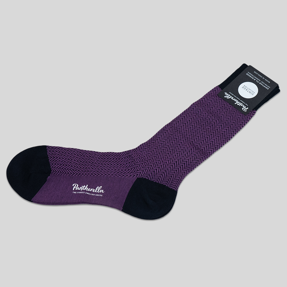 Pantherella / FABIAN Cotton Herringbone Socks (Navy)