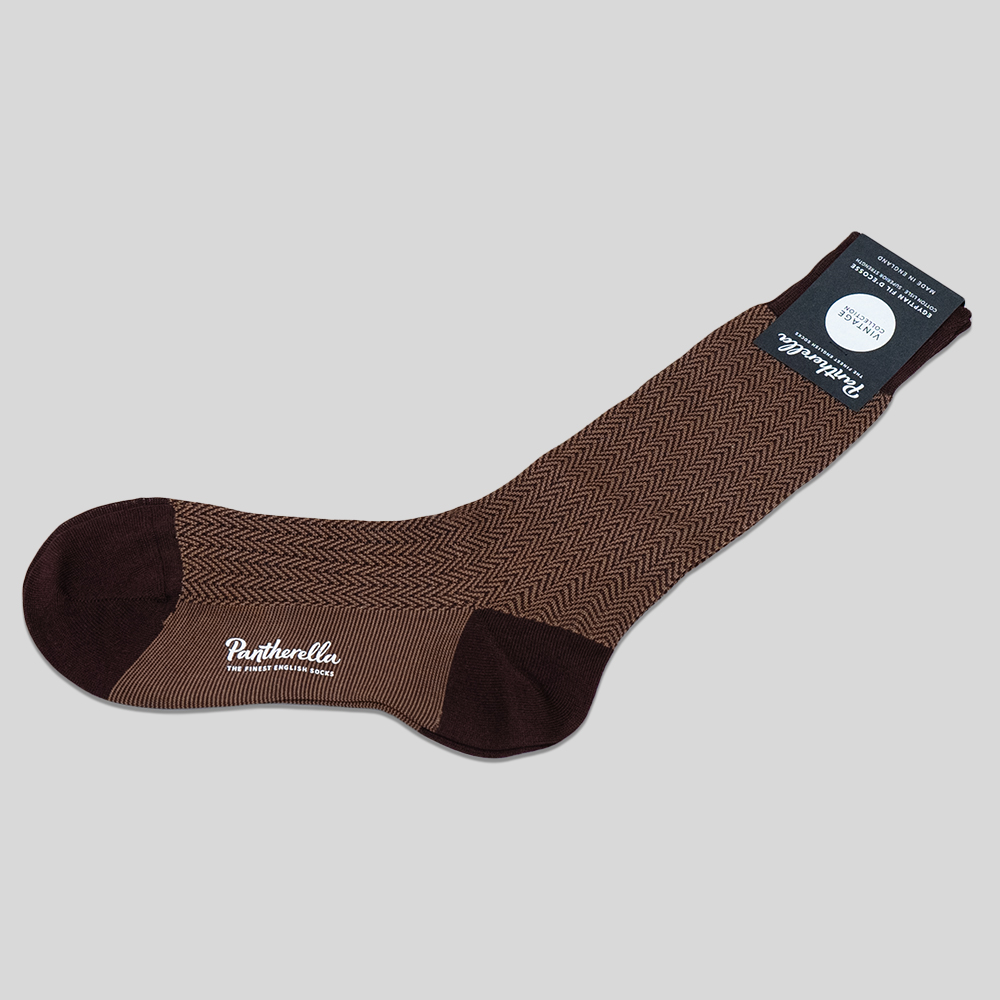 Pantherella / FABIAN Cotton Herringbone Socks (Burgundy)