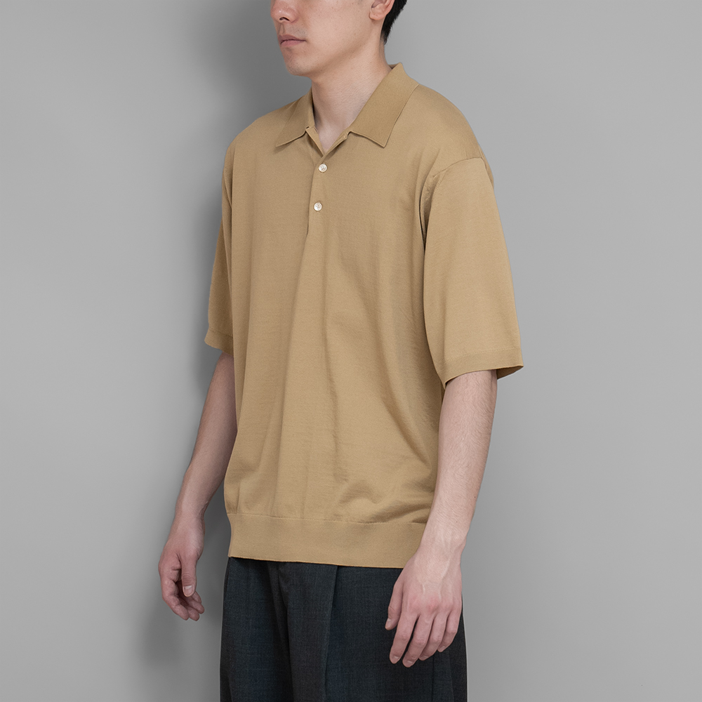 AURALEE / Super High Gauge Cotton Knit Polo (Beige) | twelve