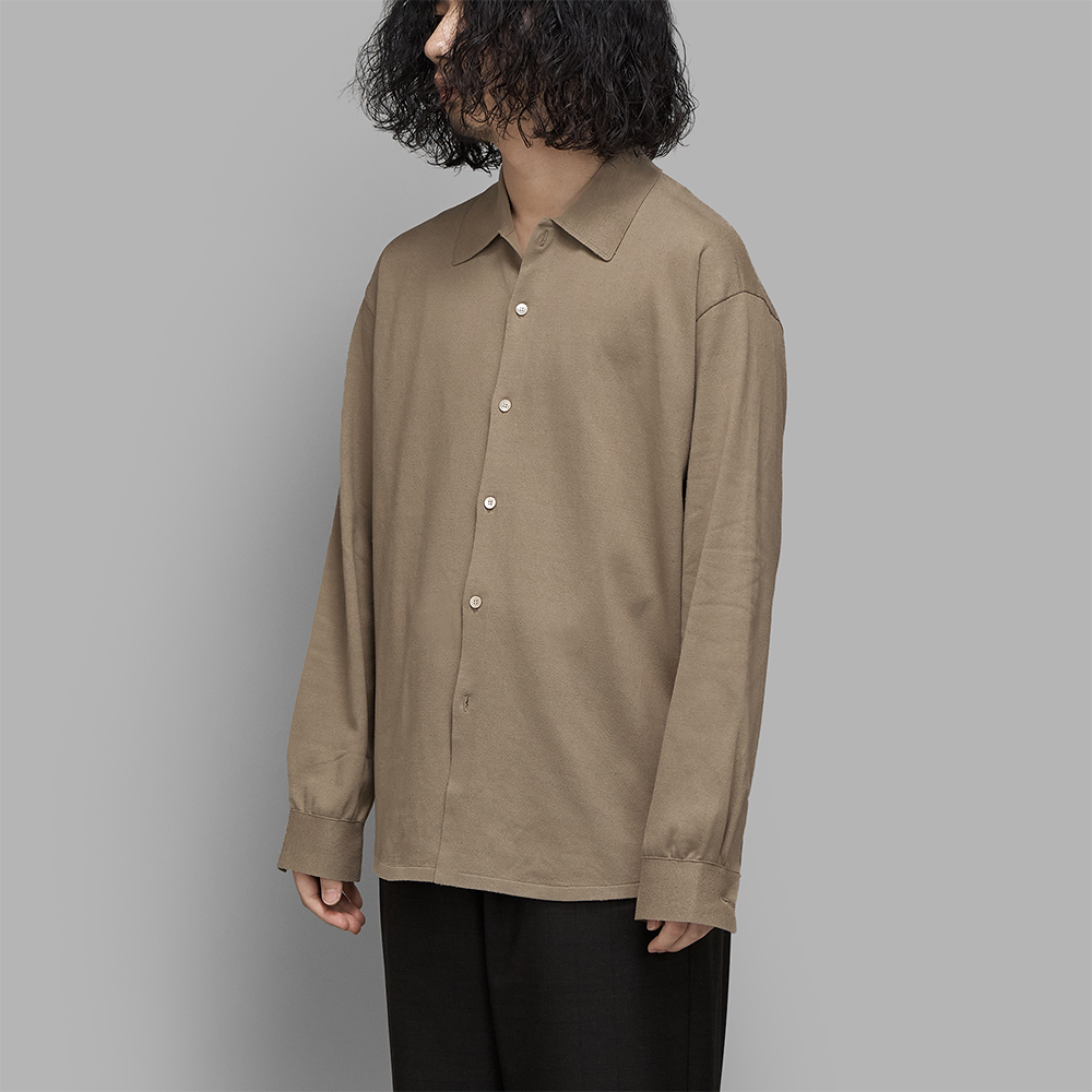 AURALEE / High Gauge Tussah Silk Knit Cardigan (Khaki Beige)