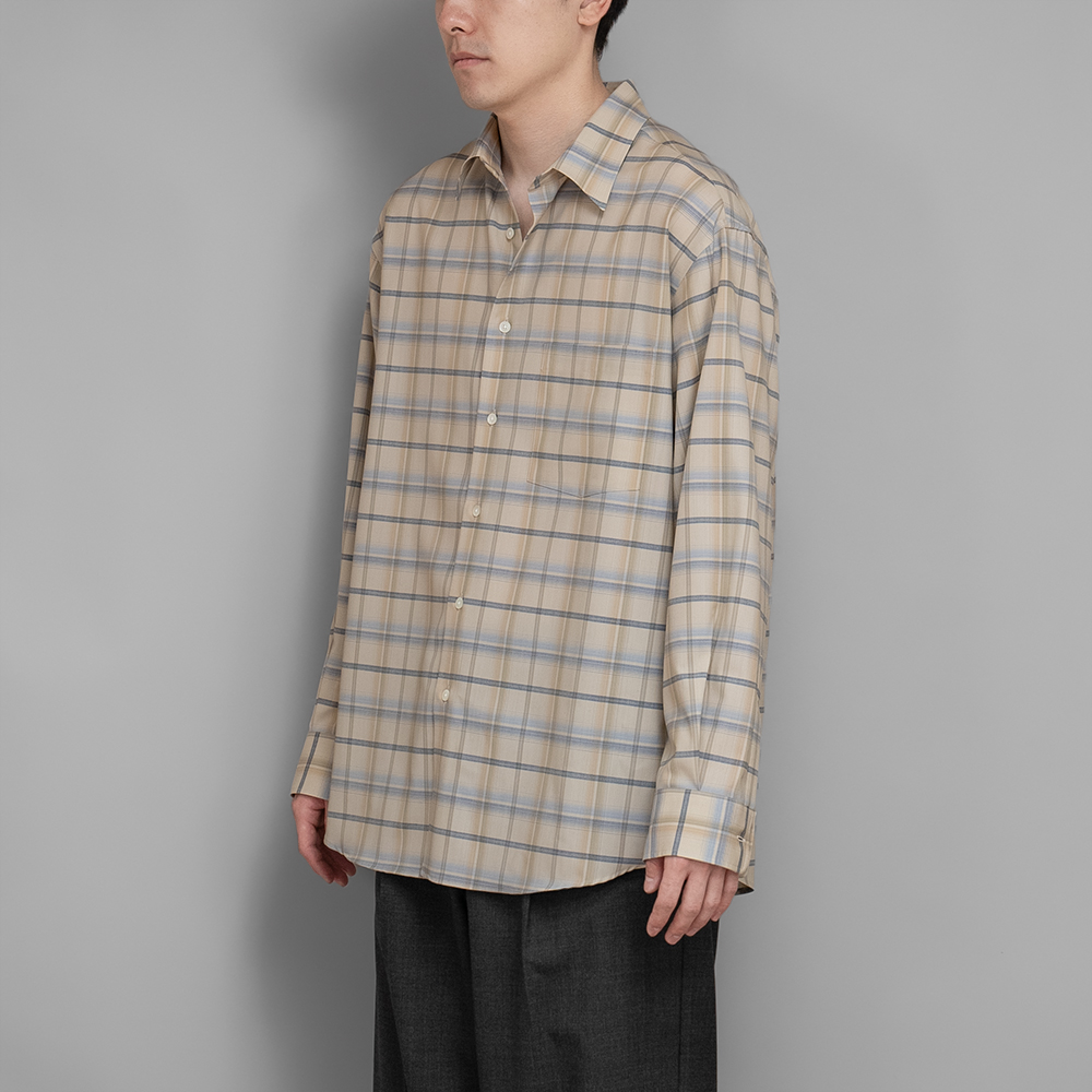 AURALEE / Super Light Wool Check Shirt (Light Beige Check) | twelve