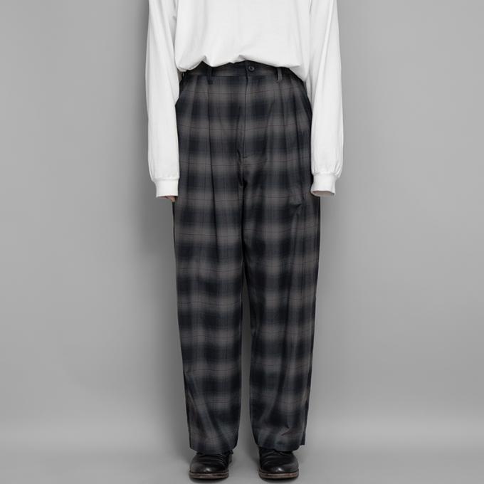 stein for twelve / Ombre Check Wide Easy Trousers (Dark Navy)