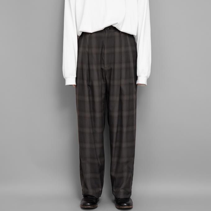 ssstein for twelve / Ombre Check Wide Easy Trousers (Khaki)