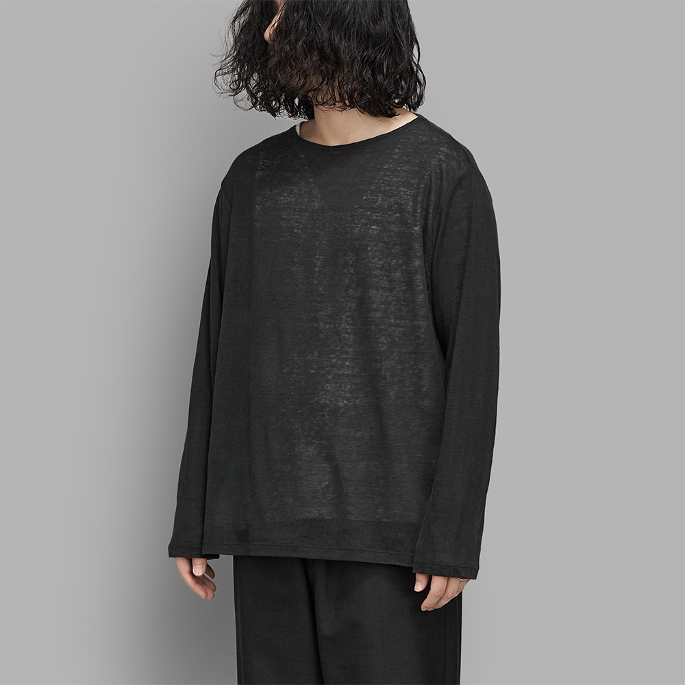 MAATEE&SONS / L/S Boat Tee Linen天竺 (Fade Black)