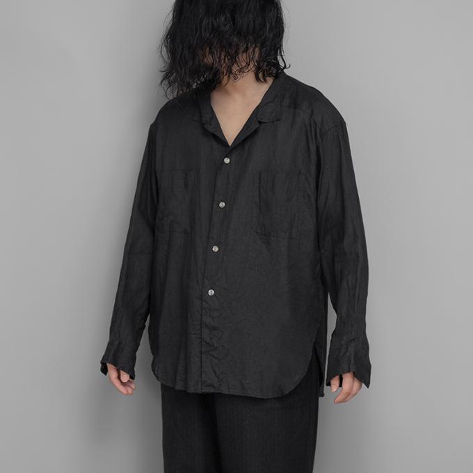 ANSNAM / 前開き牛飼いシャツ (Hemp-Black)