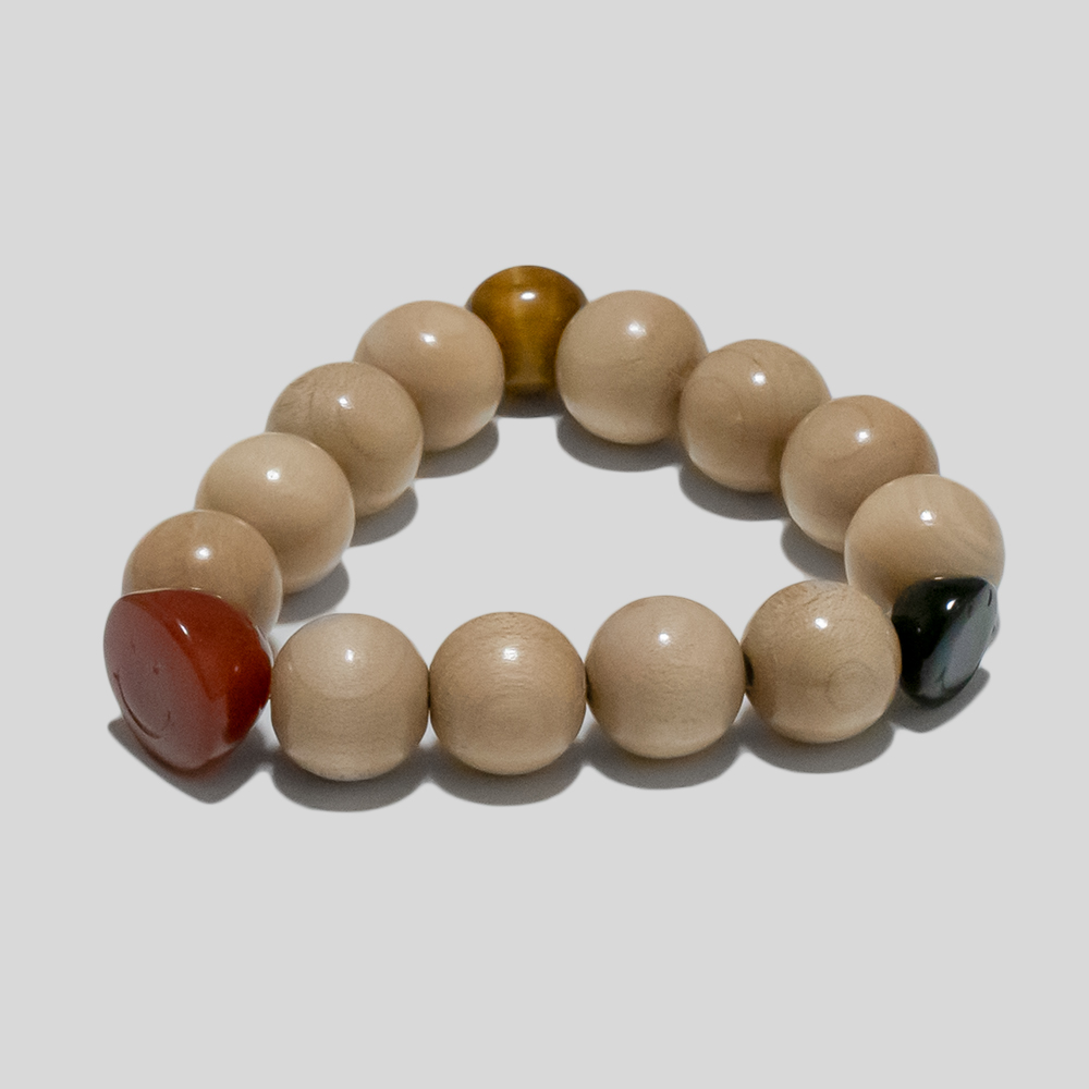 m’s braque / Bracelet Woods&Stones (Natural Wood × Red Agate)