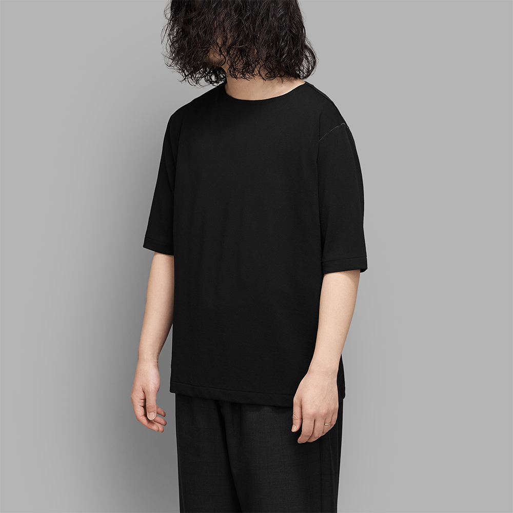 MAATEE&SONS / S/S Boat Tee "Cotton Crape” (Black)