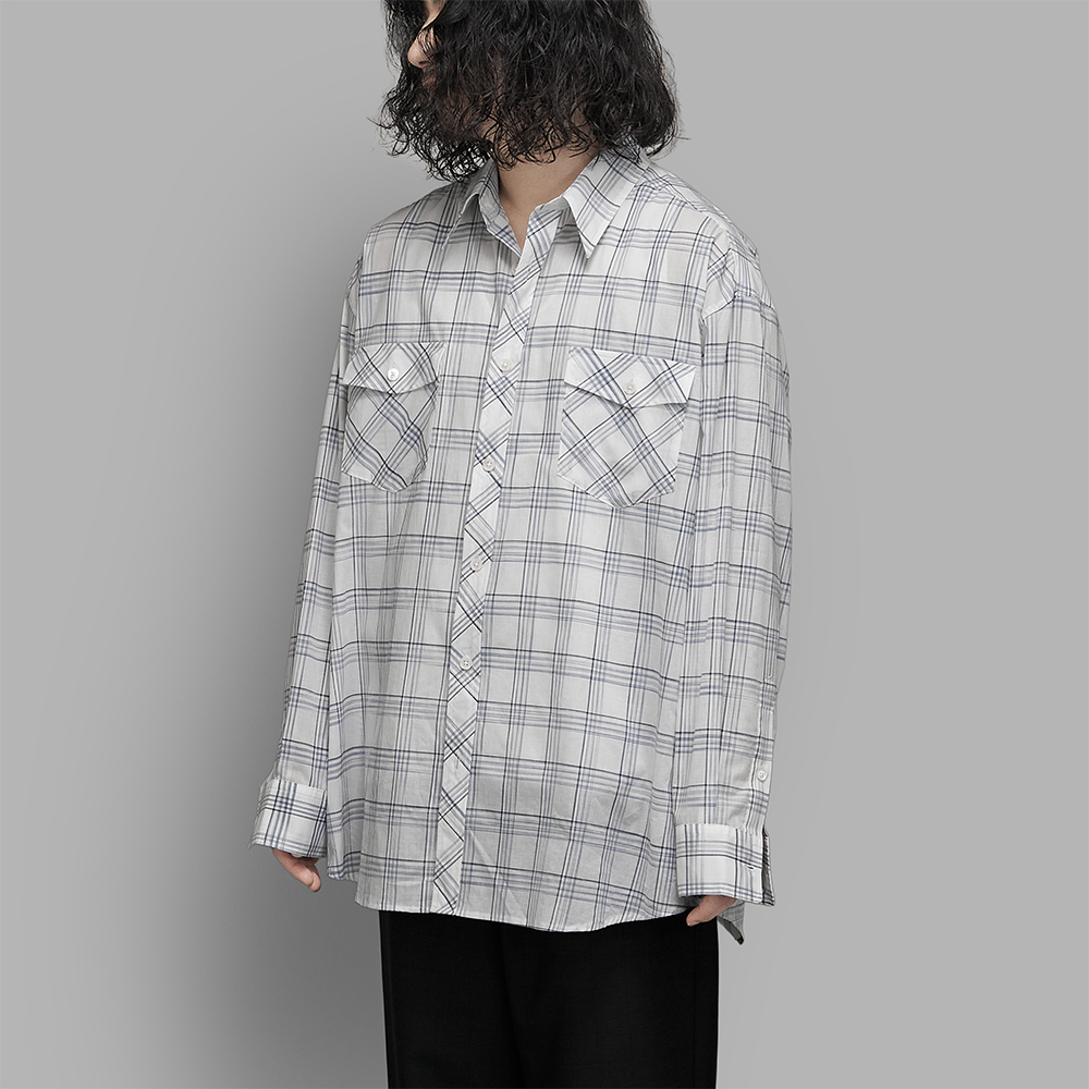 I am dork / Flap Pockets Shirts (Blue Check)