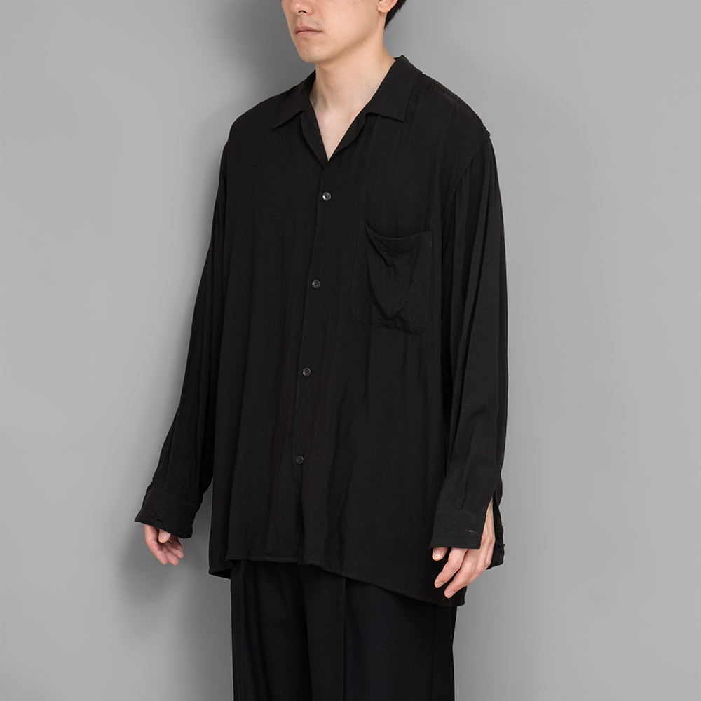 COMOLI / レーヨン オープンカラーシャツ (Black) | twelve