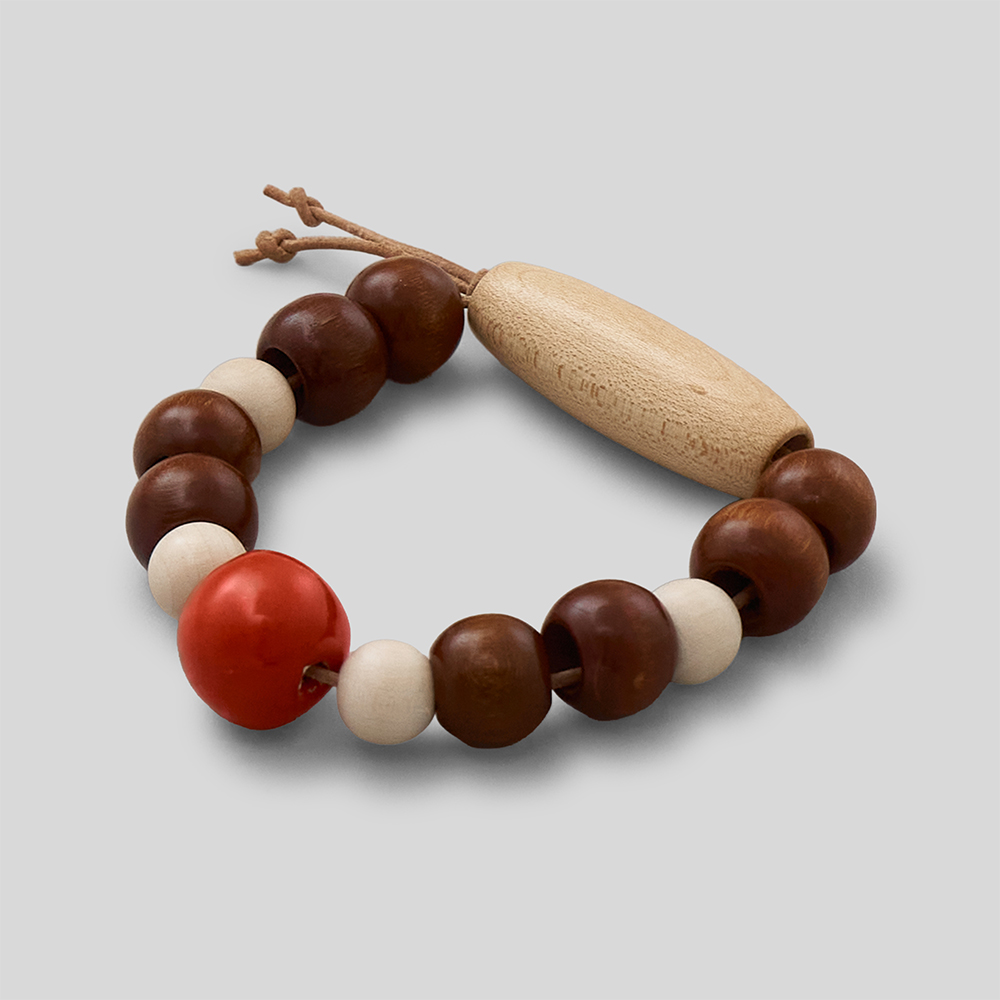 m’s braque / Red Ceramic & Woods Bracelet (Red&Brown)