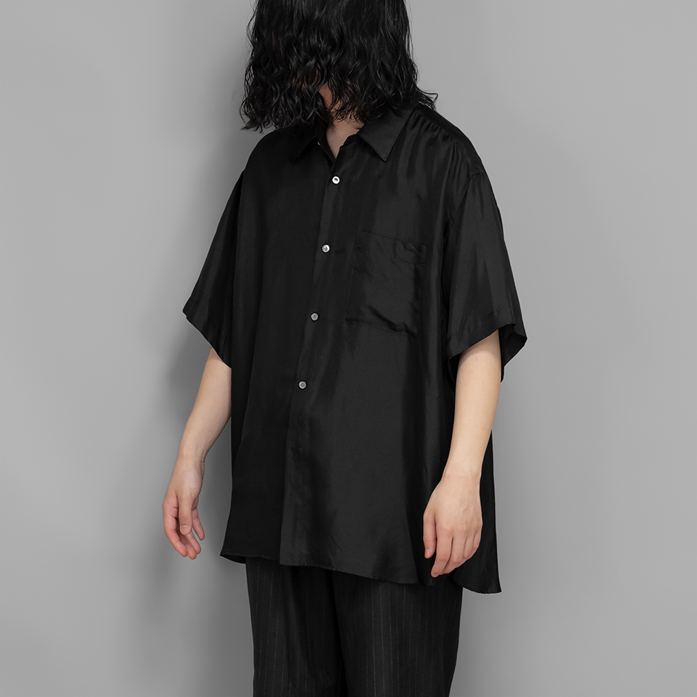 WIRROW / Silk Half Sleeve Shirt (Black)