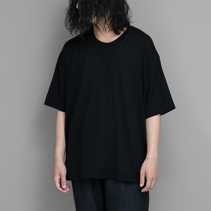CAPERTICA by COLINA / Super120s Washable Wool Jersey Oversized Tee (Black)