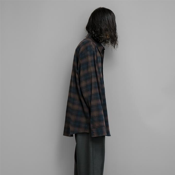 stein / Oversized Cotton Flannel Shirt (Dark Navy Check) | twelve