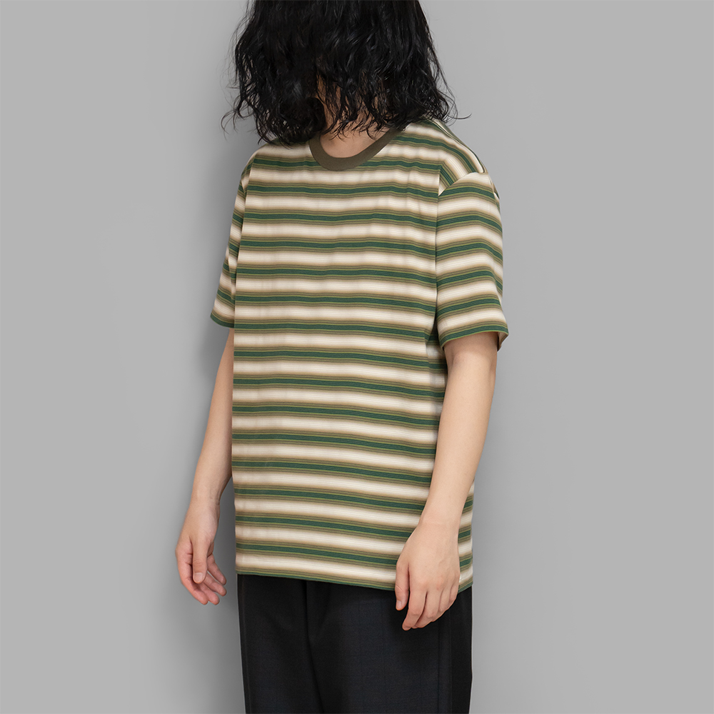 AURALEE GRADIENT STRIPE JERSEY L/S TEE 4