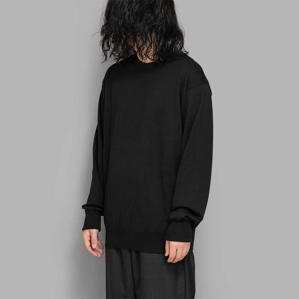 A.PRESSE / Wool Knit Crew Neck Sweater (Black)