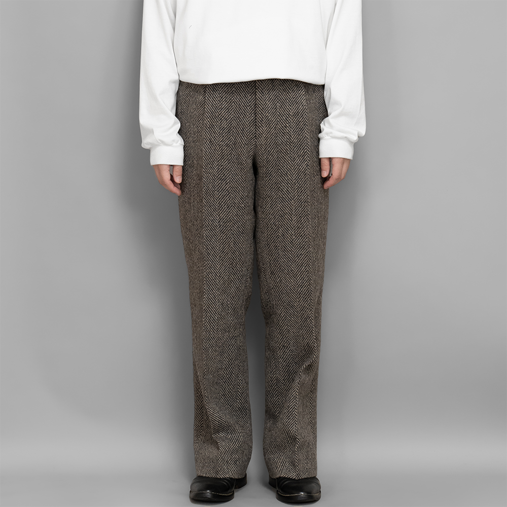 AURALEE / Lama Shetland Wool Tweed Slacks (Khaki Tweed)