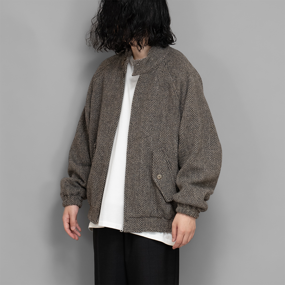 AURALEE / Lama Shetland Wool Tweed Zip Blouson (Khaki Tweed)