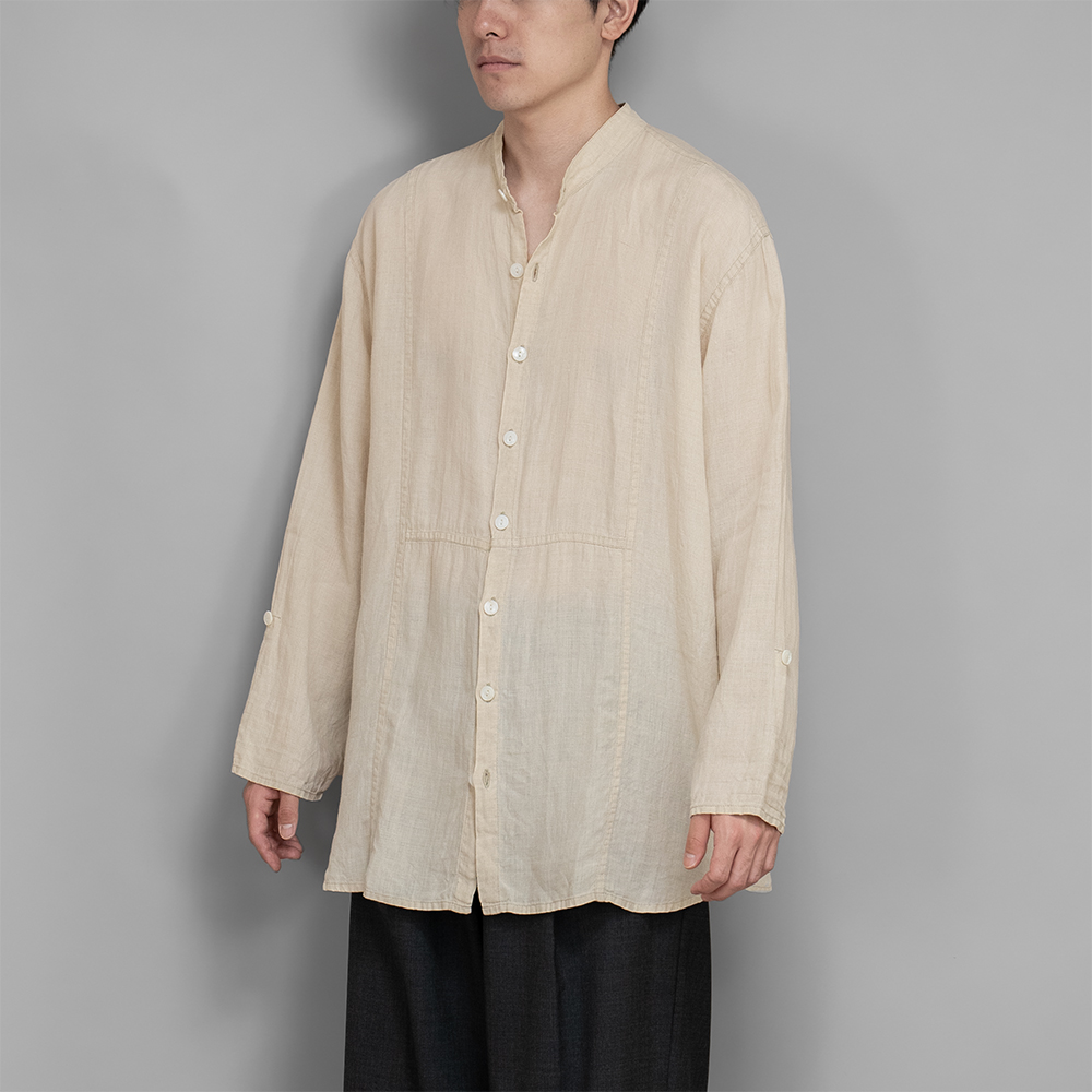 USED / FLAX Linen Band Collar Shirt