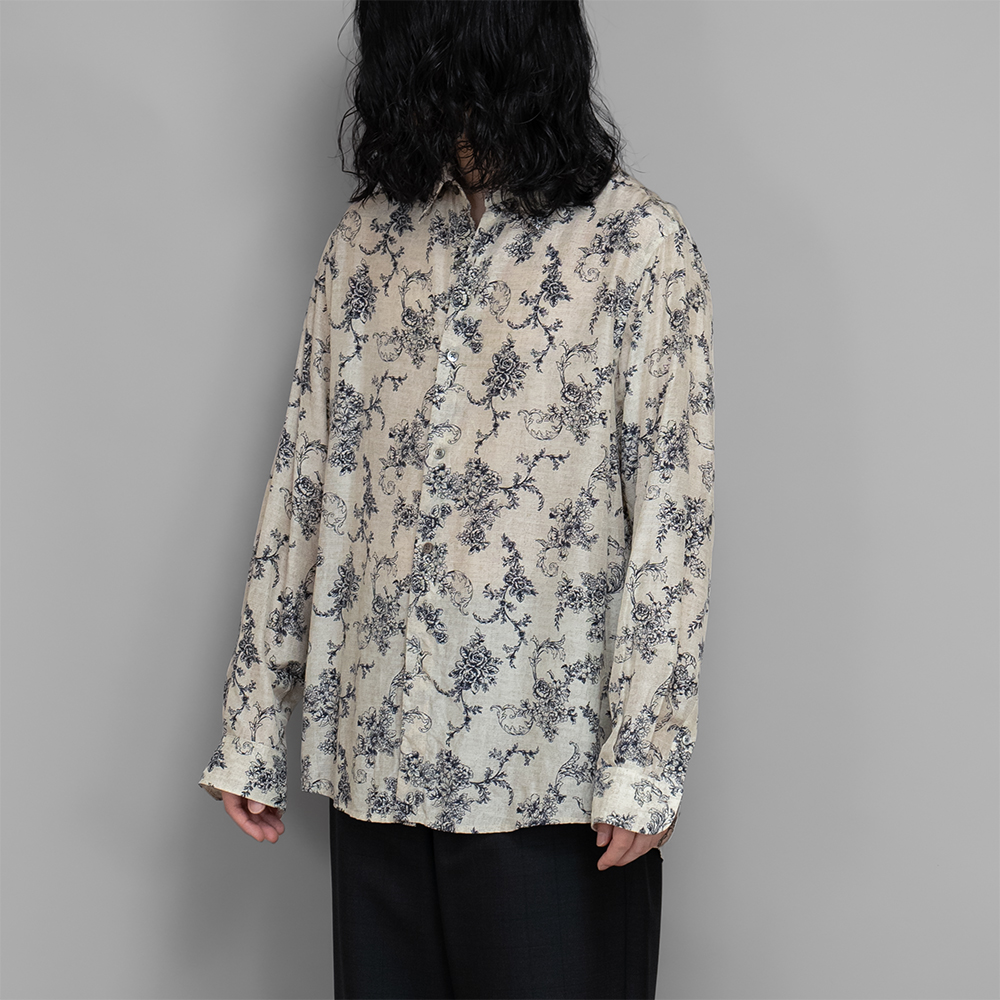 calmlence / Regular Collar Shirt (Navy Print)