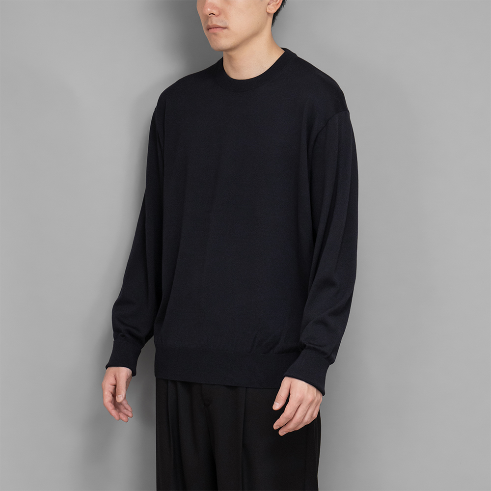 A.PRESSE / Wool Knit L/S T-Shirt (Navy)