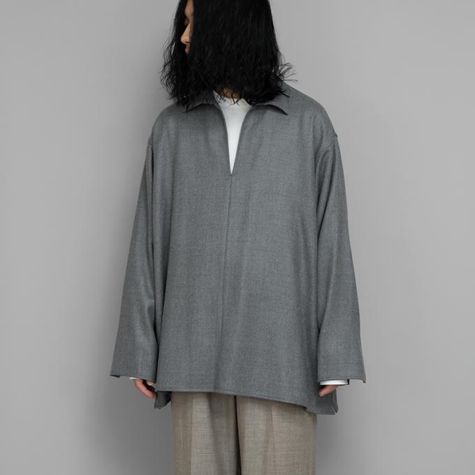 POSTELEGANT / Wool Pull-Over Shirt (Heather Grey)