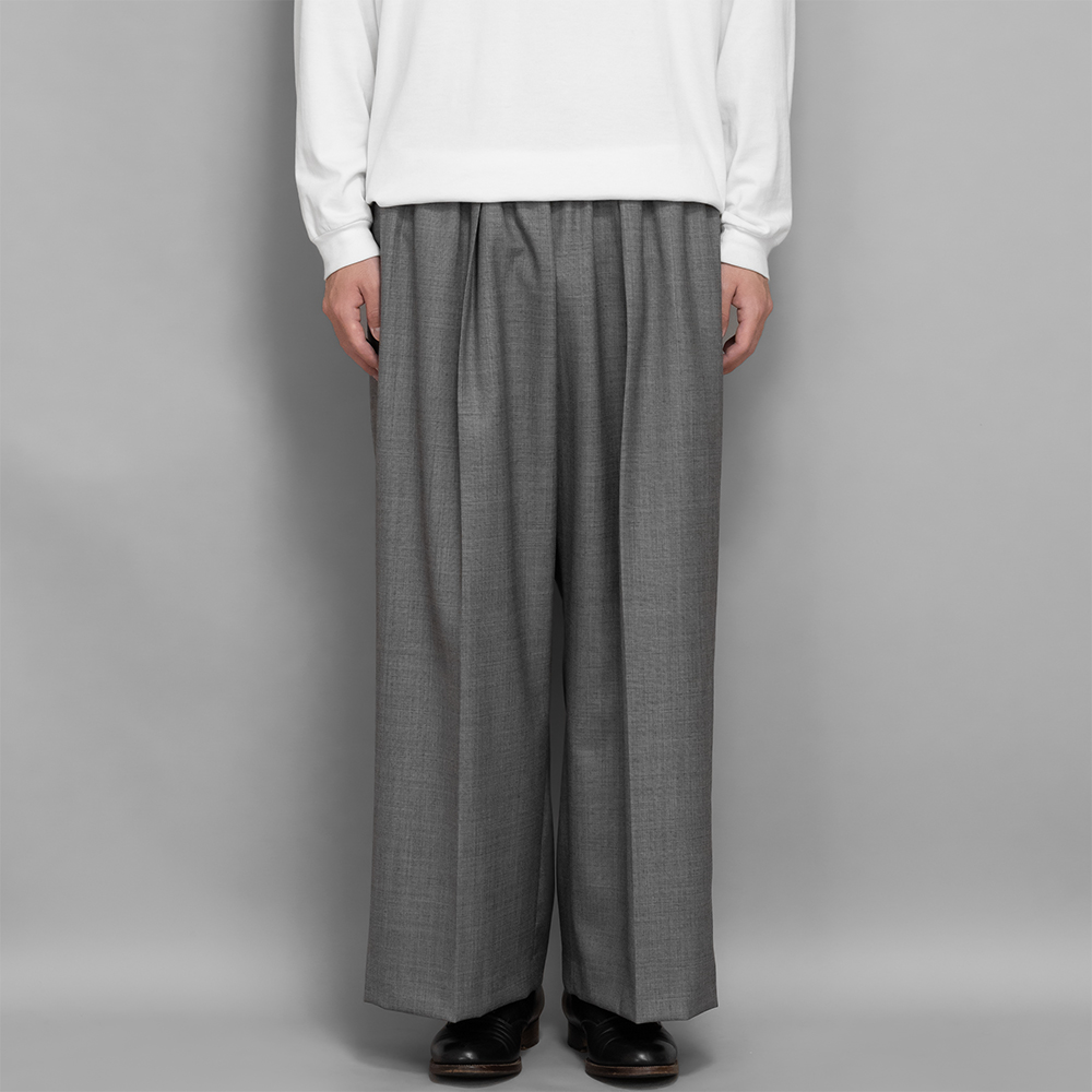 POSTELEGANT / Wool Twill Extra Wide Trousers (Sharkskin Grey)