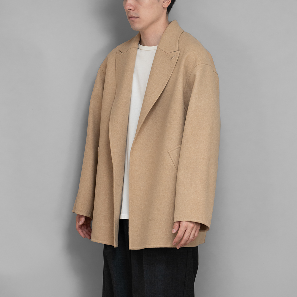 POSTELEGANT / Wool Rever Short Coat (Beige)