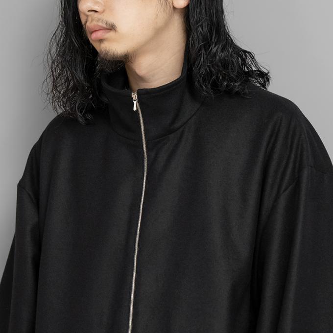 stein】MELTON ZIP HALF COAT - BLACK - ステンカラーコート