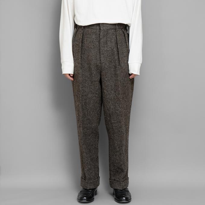 A.PRESSE / Tweed Two Tuck Trousers (Brown)